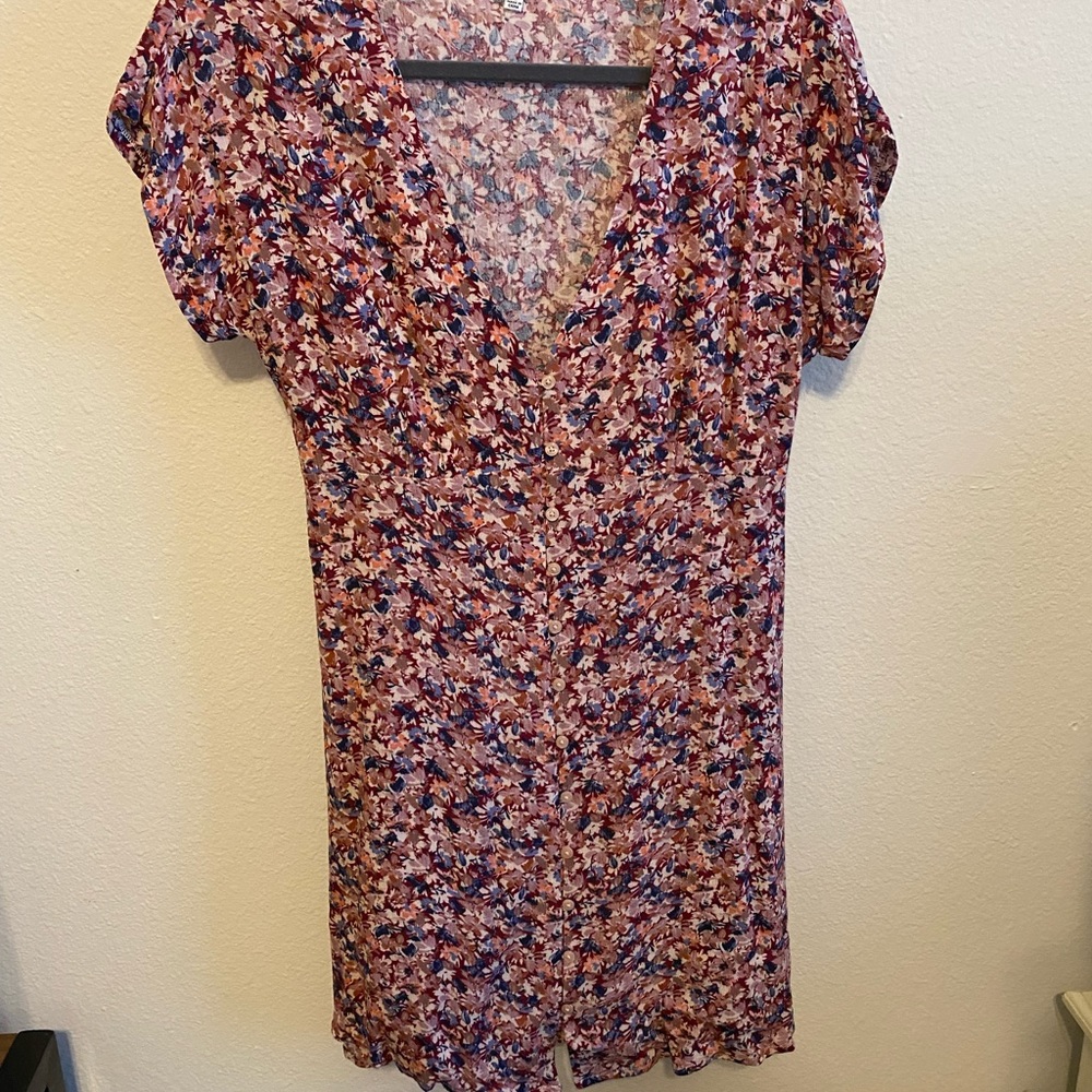 Ten Sixty Sherman pink and blue floral button down dress